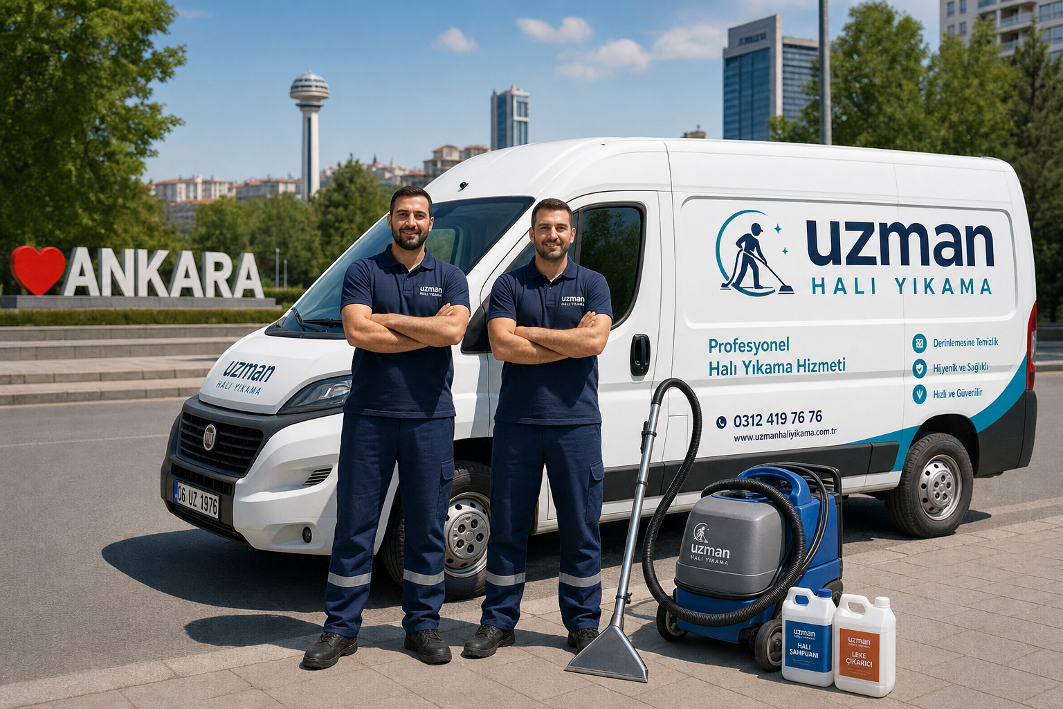 HalıYıkama24 ekibi ve servis aracı